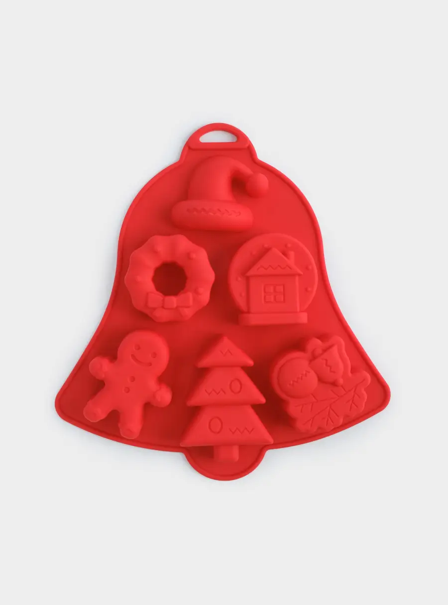 Форма для выпечки кексов, 21х20 см, 6 отд, силикон, красная, Колокольчик, Muffin ,image-0