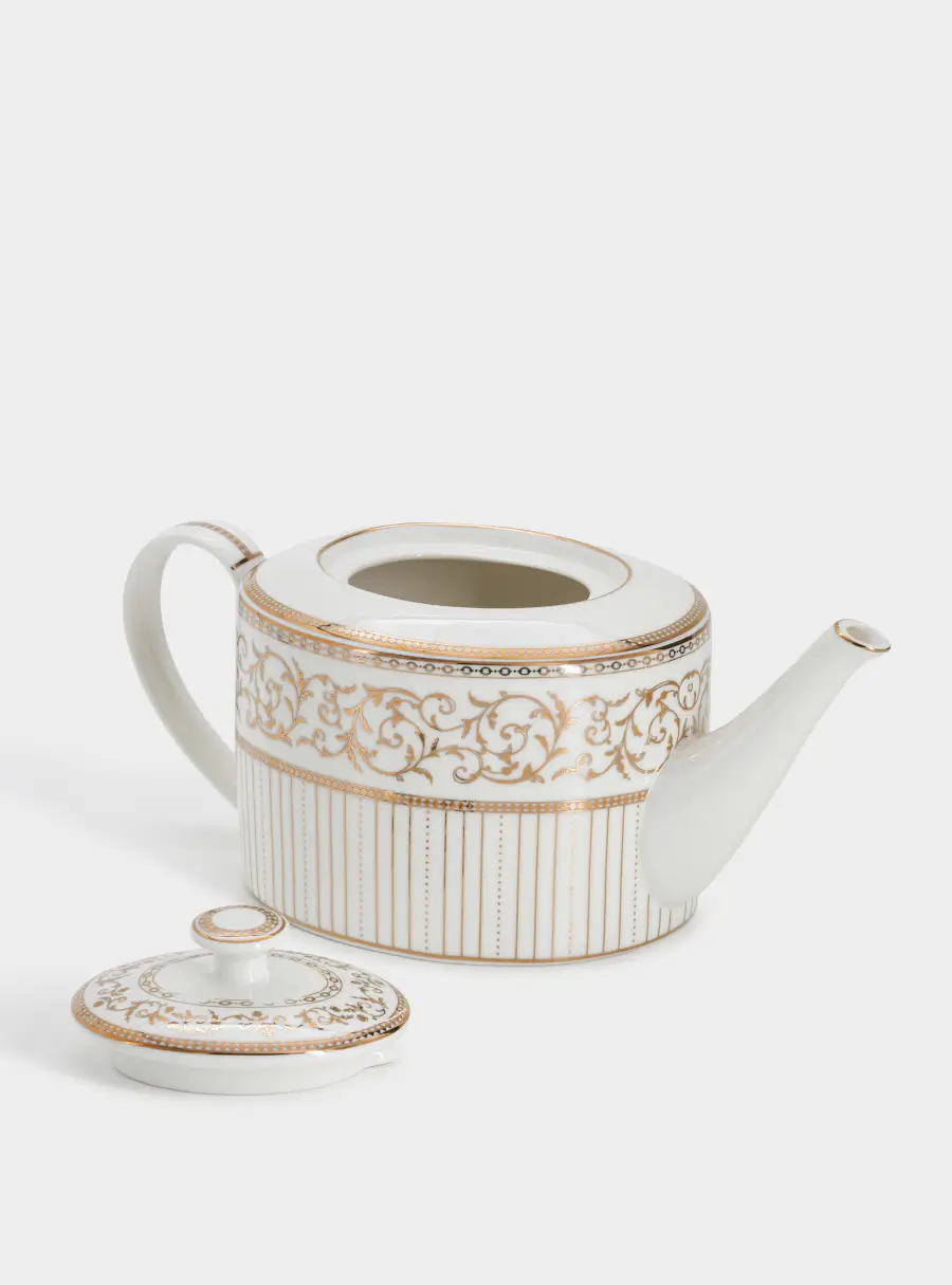 Чайник заварочный, 1,2 л, фарфор N, белый, с золотистым орнаментом, Golden, image-4