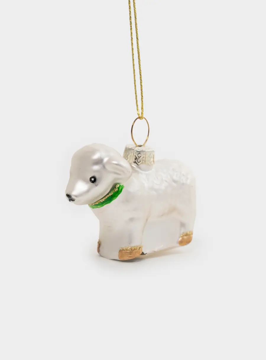 Игрушка елочная, 4 см, 2 шт, стекло, серебристая, Овечки, Sheep, image-6