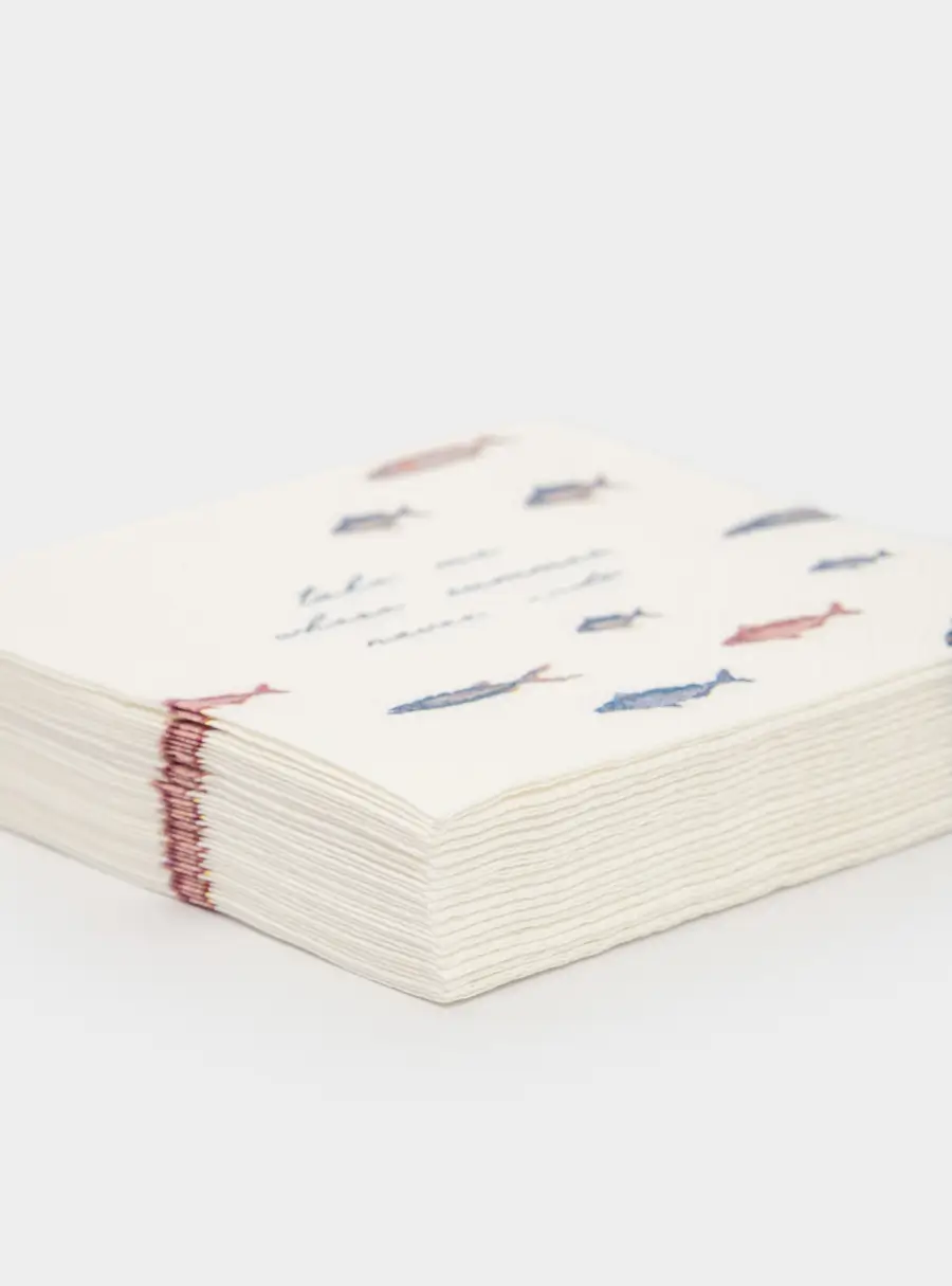 Салфетки бумажные, 21х21 см, 20 шт, квадратные, белые, Рыбы, Sea world ,image-2