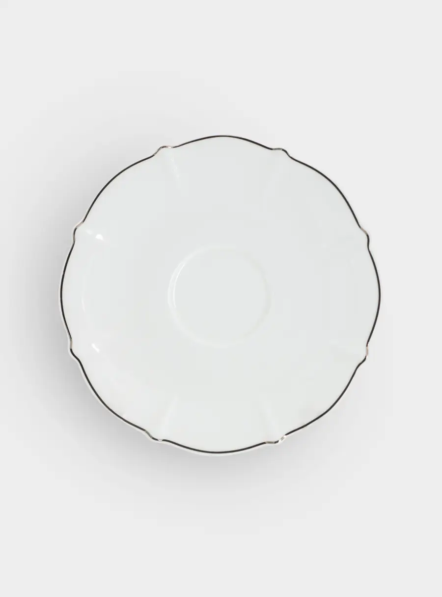 Пара чайная, 1 перс, 2 пр, 250 мл, фарфор F, белая, с серебристым кантом, Lotus silver ,image-2