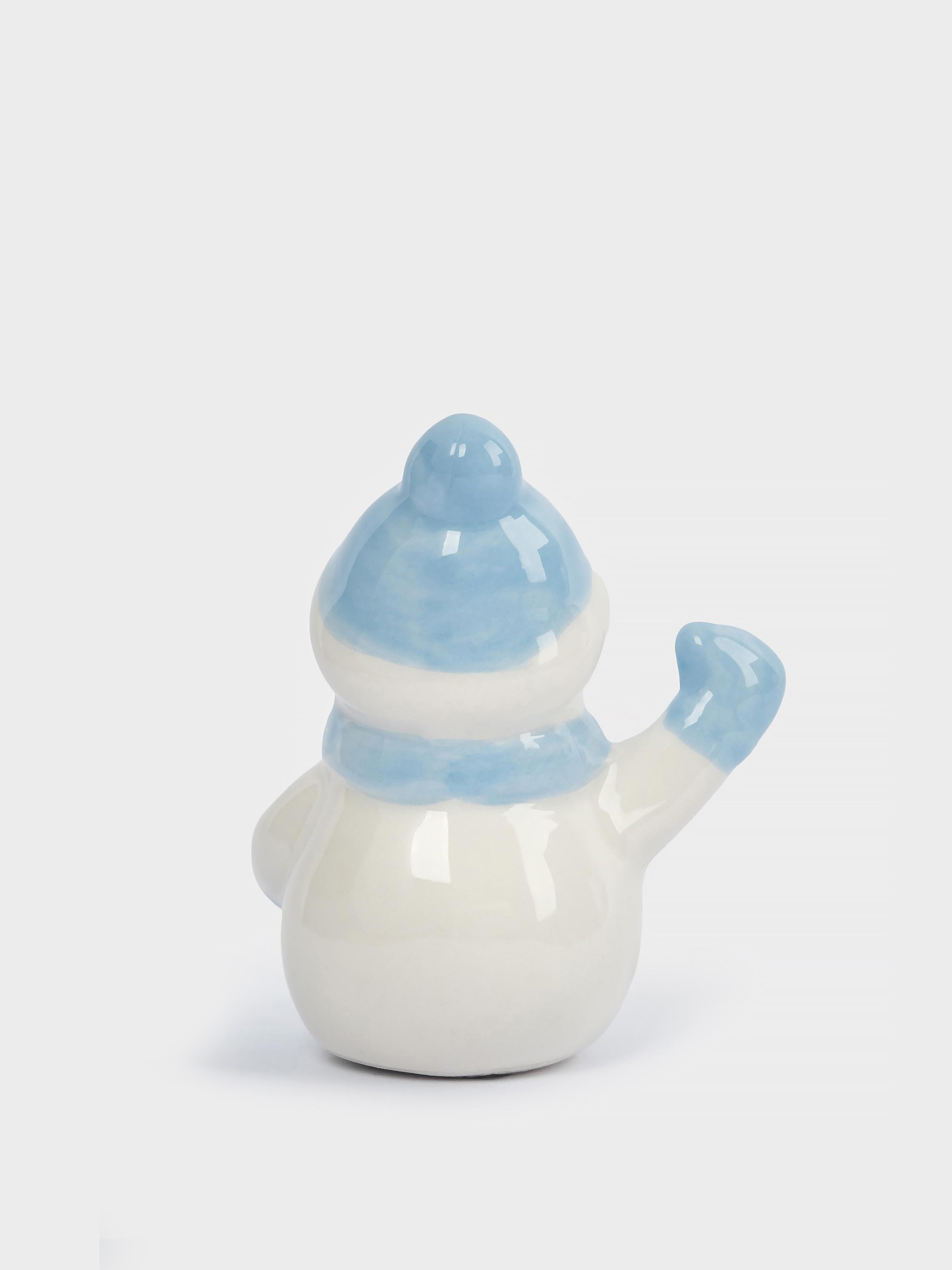 Статуэтка, 6 см, керамика, бело-голубая, Снеговик в шапке и шарфе, Snowman, image-3