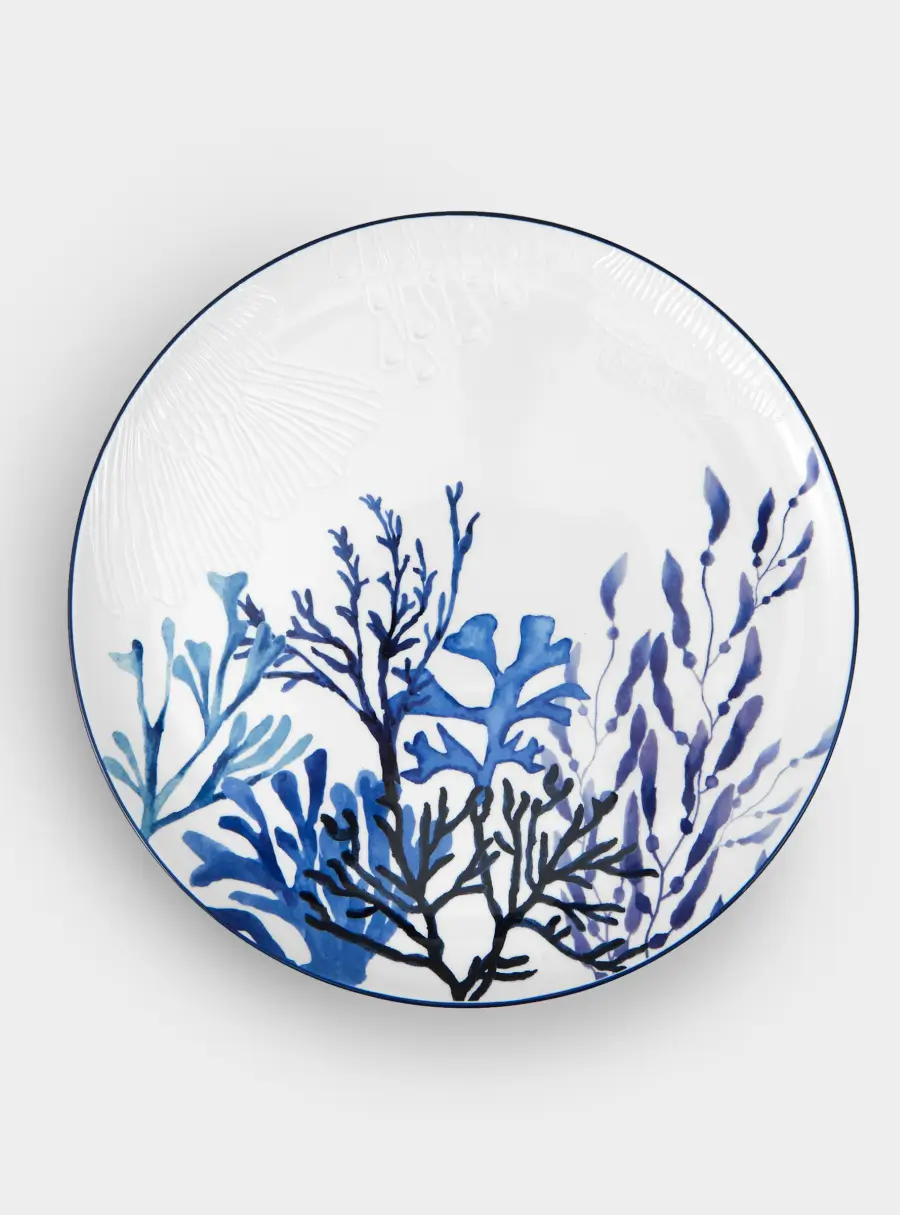 Блюдо, 36 см, керамика К, белое, круглое, Синие кораллы, Blue Coral ,image-0