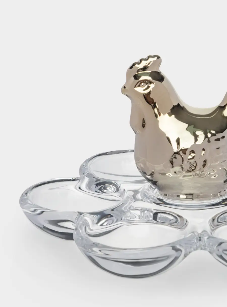 Блюдо пасхальное, 15 см, 6 отд, стекло, золотистое, Курица, Golden Easter ,image-3