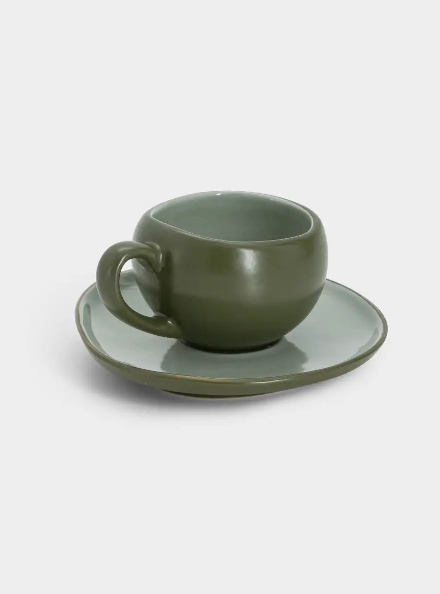 Чашка с блюдцем, 90 мл, зелёная, Organica ,image-1