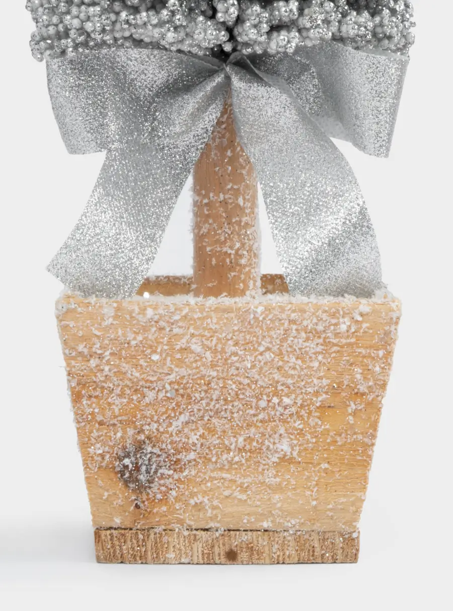 Ель искусственная, 42 см, с подсветкой, в горшке, пластик/дерево, серебристая, Interior silver ,image-3