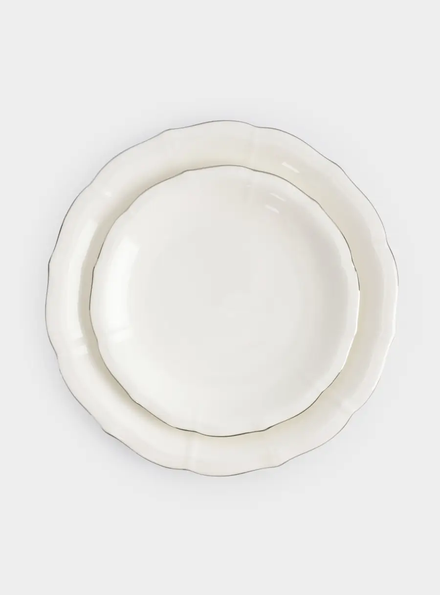 Сервиз обеденный, 6 перс, 18 пр, фарфор F, белый, с серебристым кантом, Dynasty ,image-2