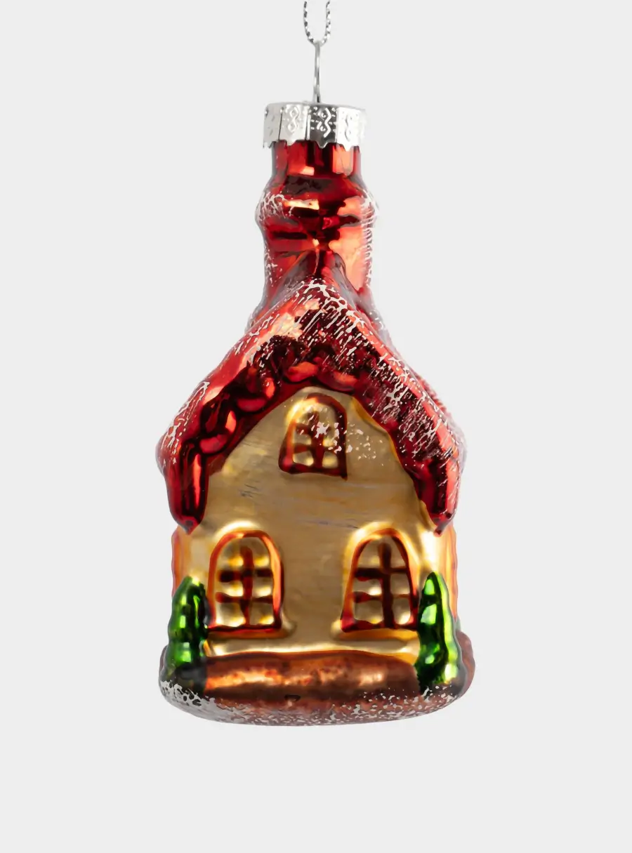 Игрушка елочная, 5х8 см, стекло, Домик, New year, image-2
