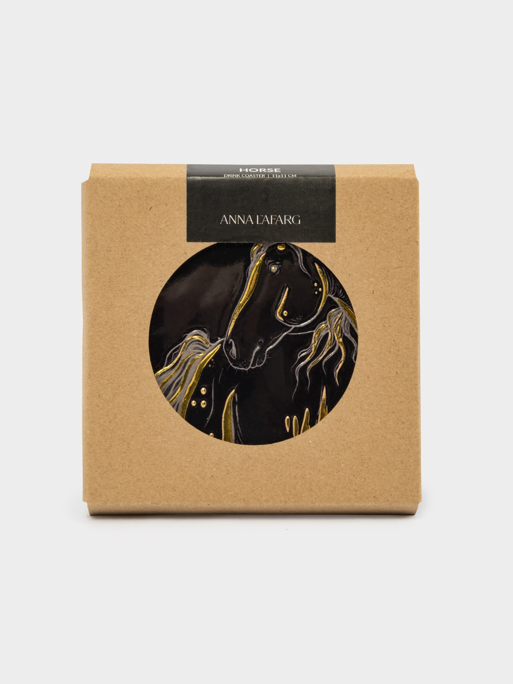 Подставка под кружку, 11х11 см, керамика/пробка, квадратная, черная, Лошадь, Horse, image-5