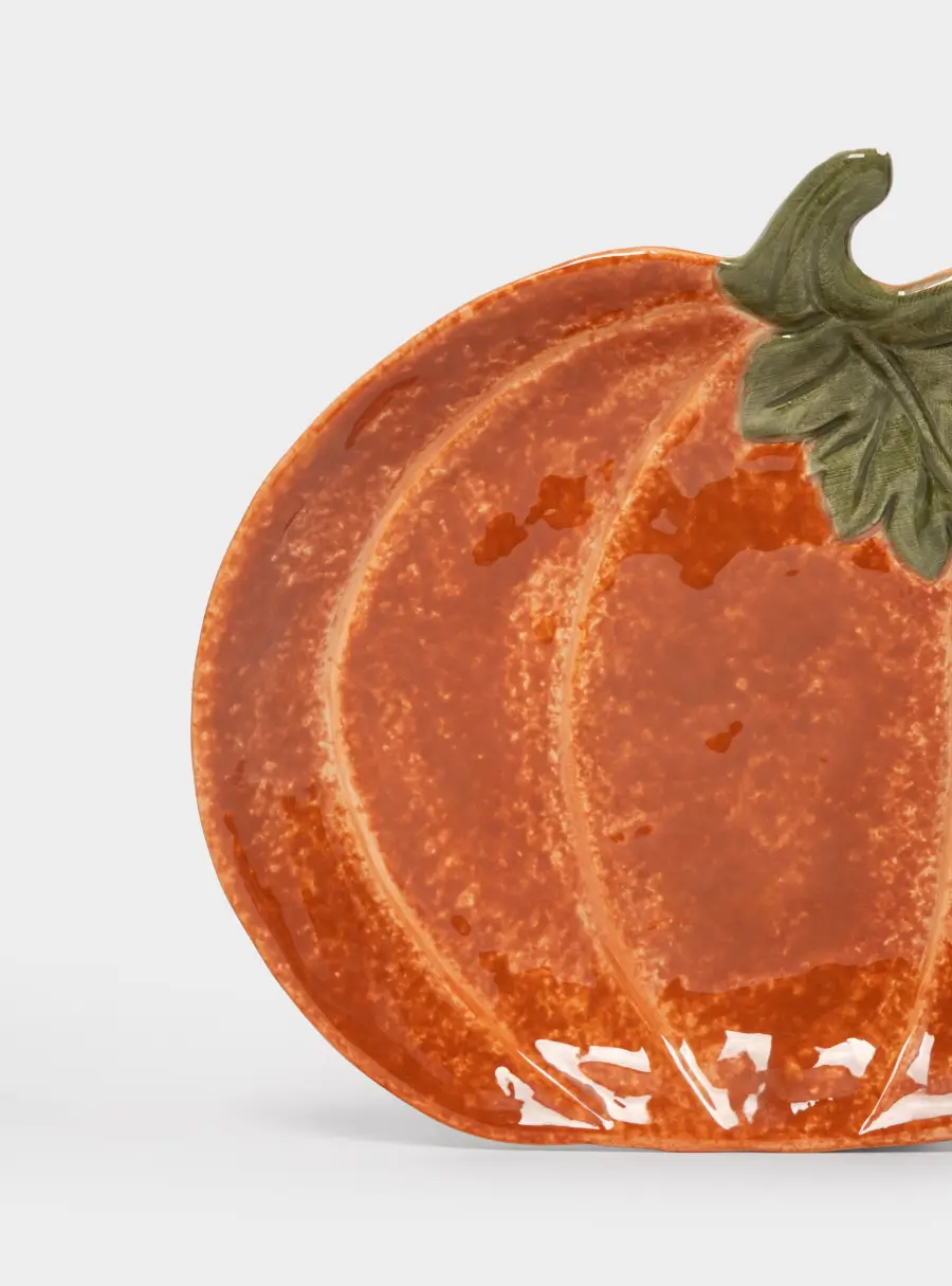 Блюдо, 23х19 см, керамика D, оранжево-зеленое, Тыква с листом, Bright pumpkin ,image-2