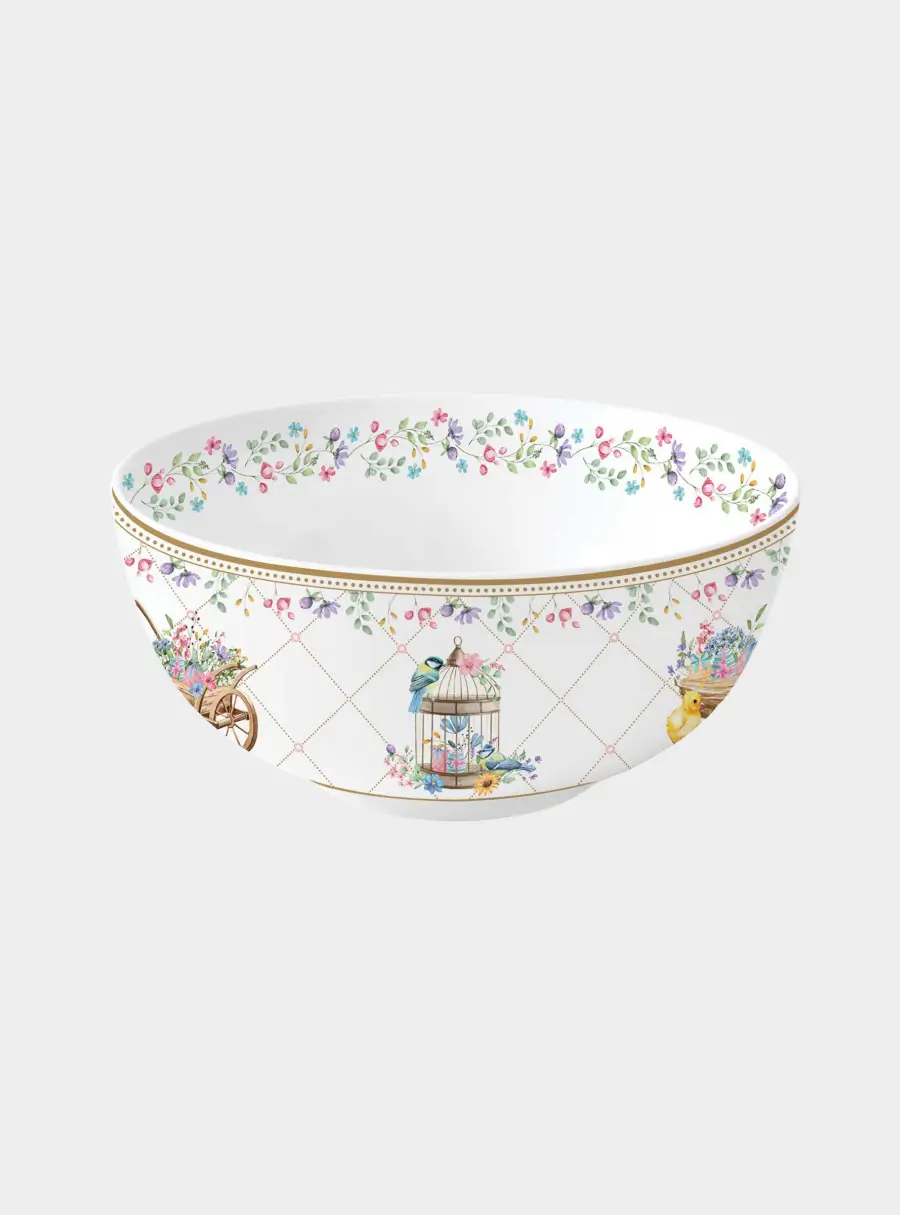 Салатник, 15х8 см, 600 мл, фарфор P, белый, Кролики и цыплята, Spring Bloom