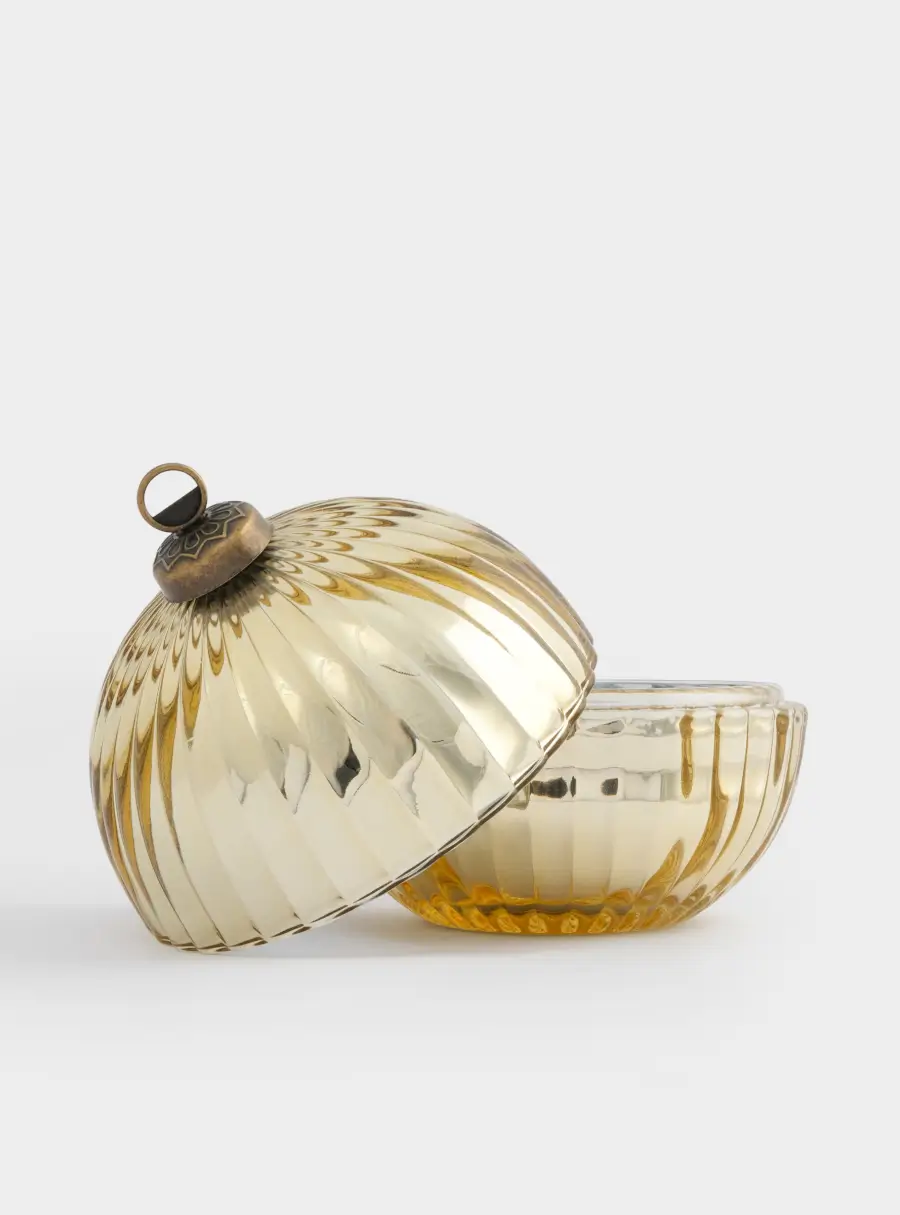 Емкость для хранения, 13х11 см, 180 мл, стекло/металл, шампань, Шар, Сhristmas time ,image-2