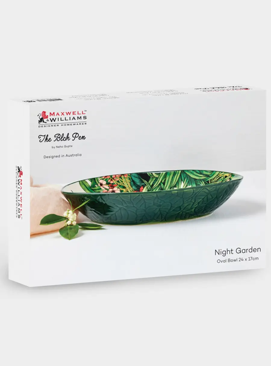 Салатник, 25х17 см, 600 мл, керамика, овальный, темно-зеленый, Ночной сад, Night Garden Foliage ,image-2