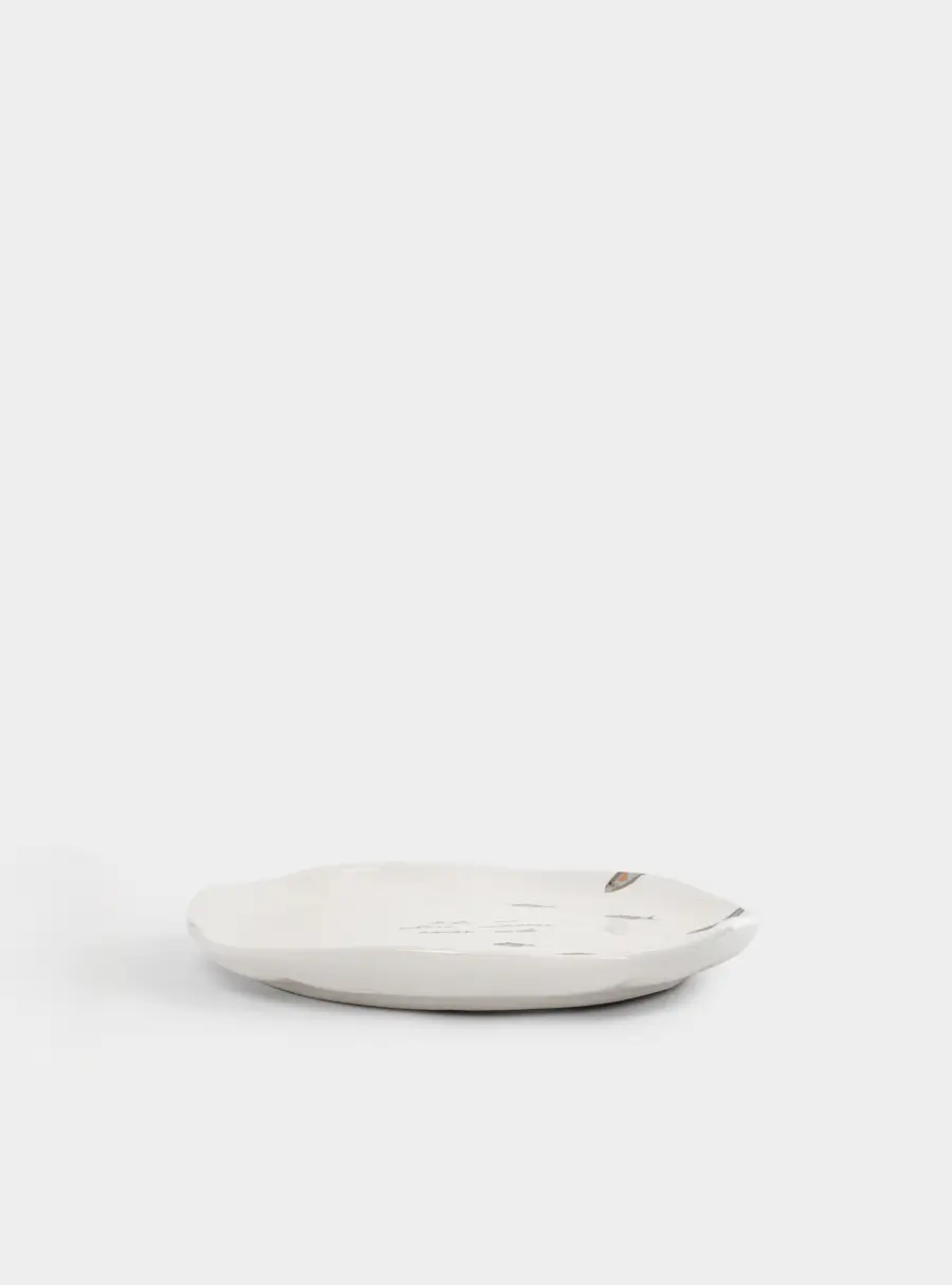 Тарелка обеденная, 25 см, керамика, белая, Рыбки, Sea world ,image-2