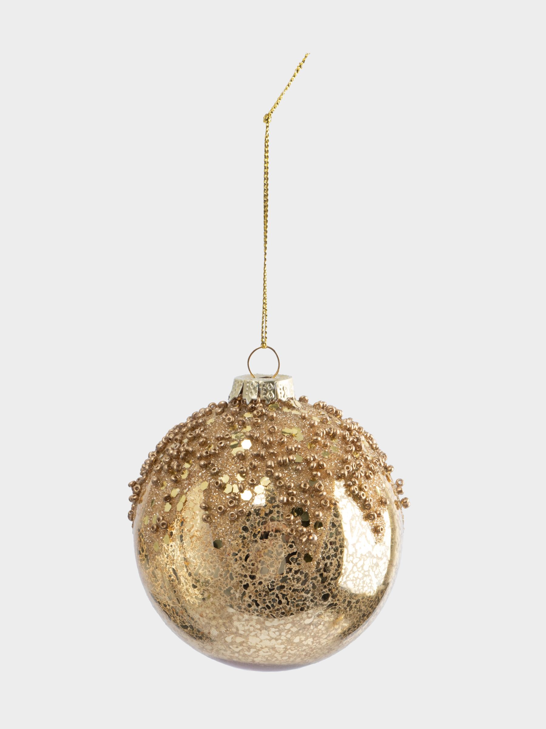 Игрушка елочная, 8 см, 2 шт, стекло, шампань, Шар с изморозью, New year, image-1