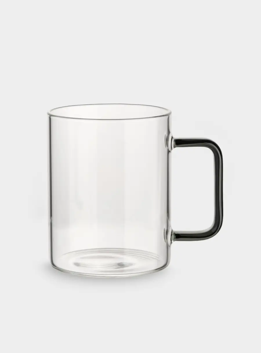 Кружка, 400 мл, стекло Б, с серой ручкой ,image-0