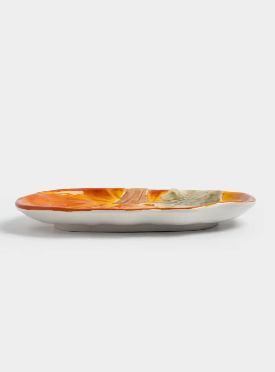 Блюдо, 22 см, керамика, оранжево-зеленое, Тыква, Bright pumpkin ,image-2