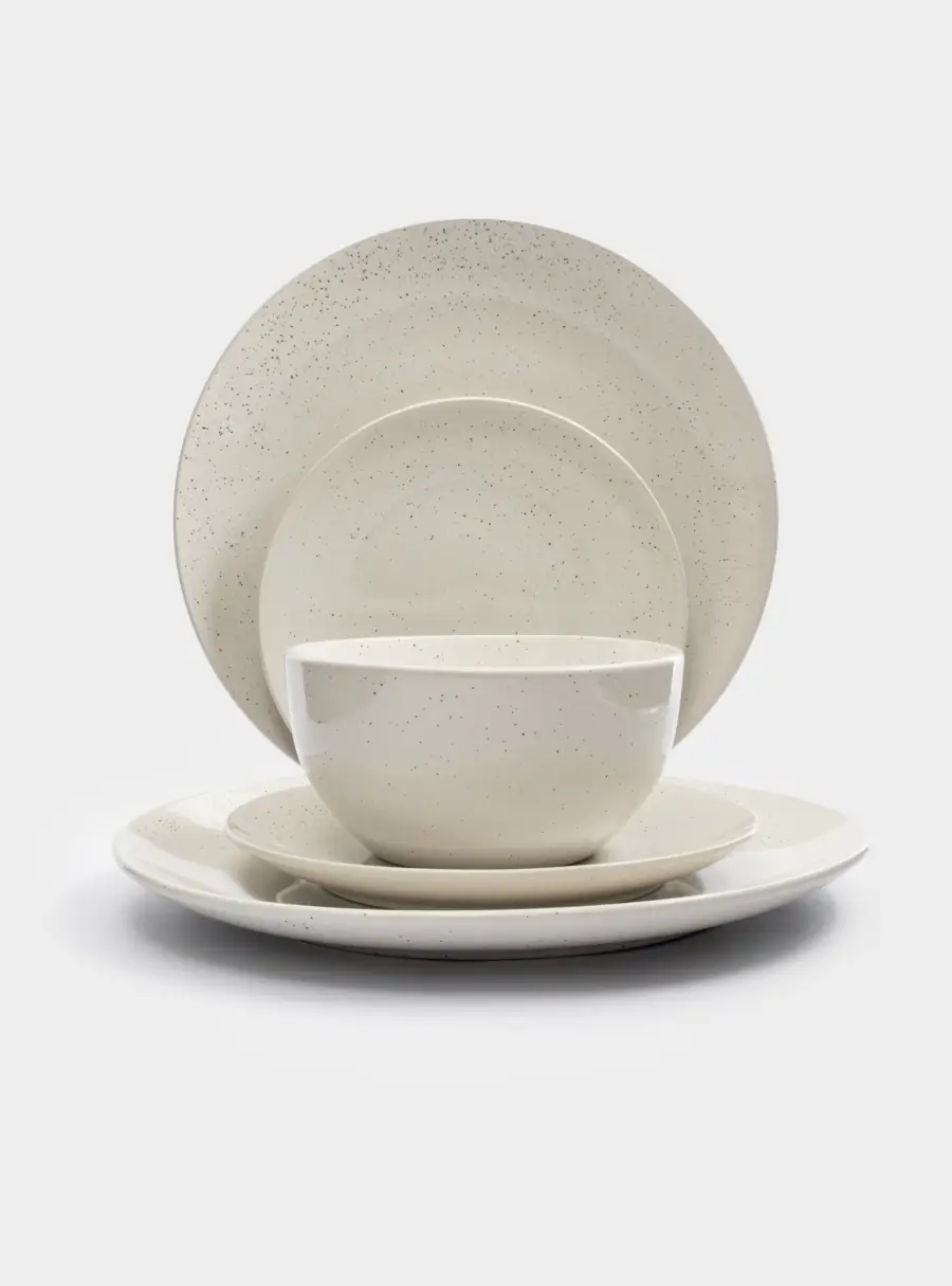 Сервиз обеденный, 6 перс, 18 пр, керамика, молочный, в крапинку, Viveiro, image-7