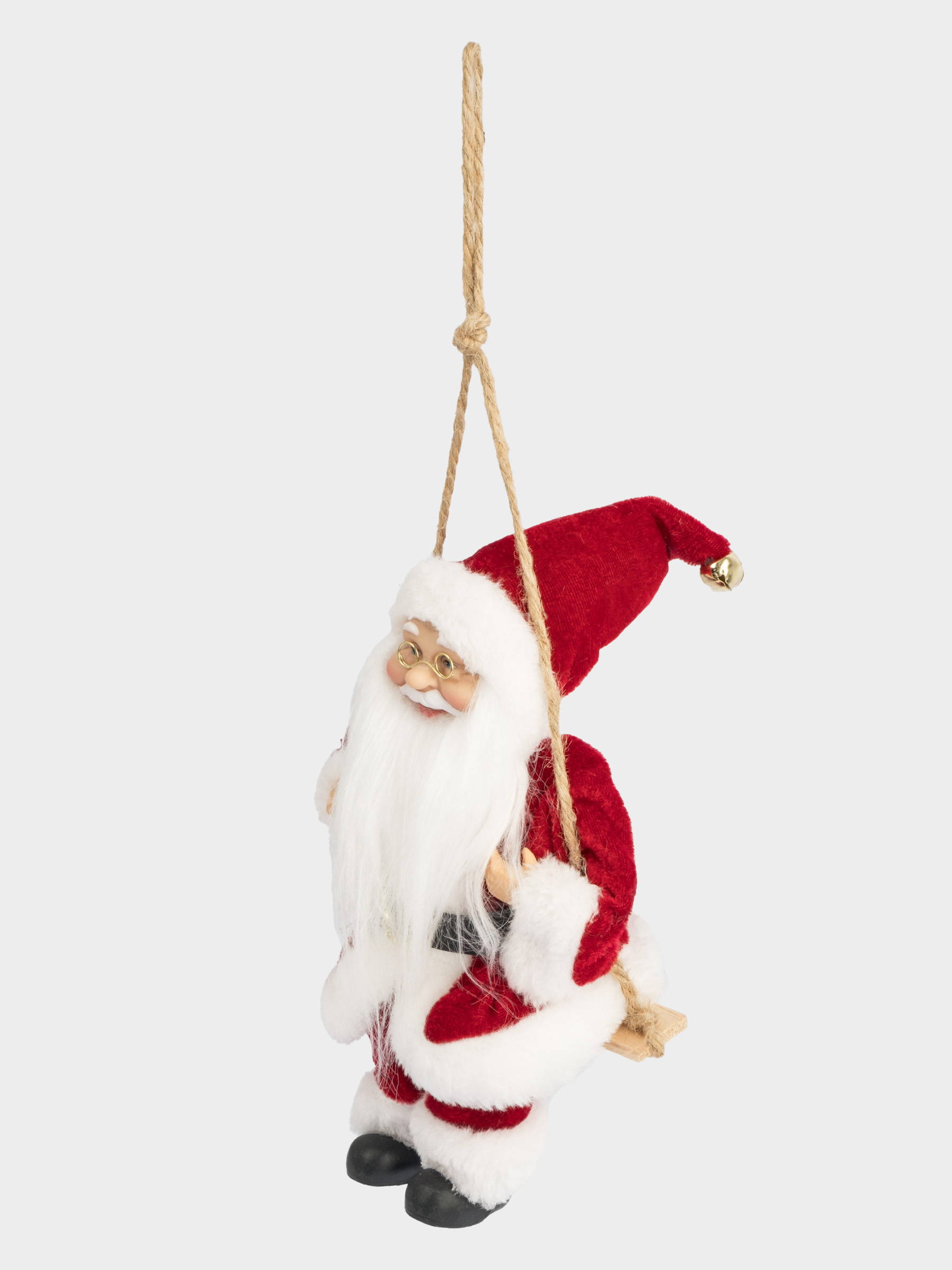 Изделие декоративное, 23 см, подвесное, полиэстер, Санта на качелях, New year, image-1