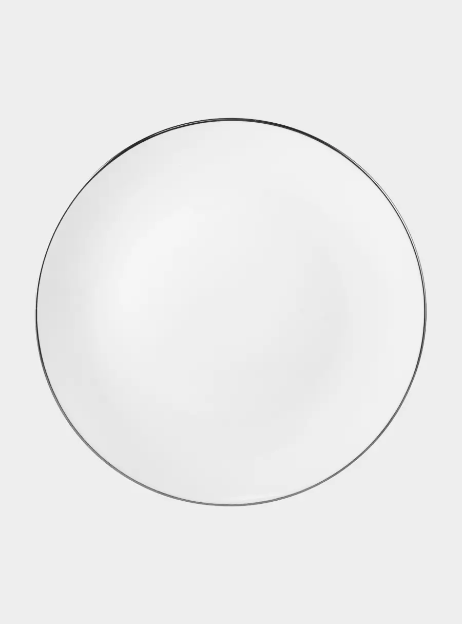 Тарелка закусочная, 23 см, фарфор P, белая, с серебристым кантом, White Platinum