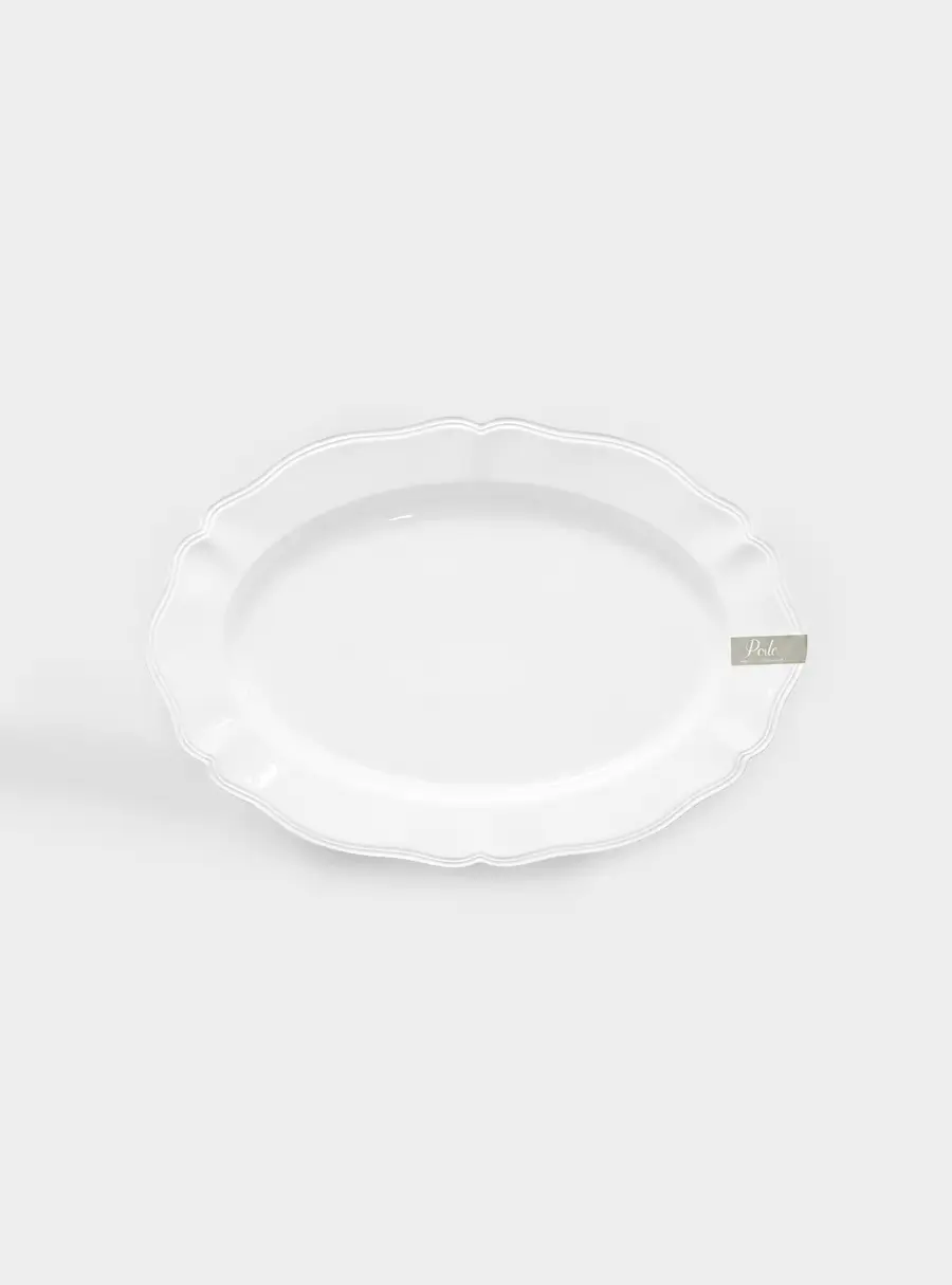 Блюдо, 36х25 см, фарфор P, овальное, белое, Волны, Perle ,image-0