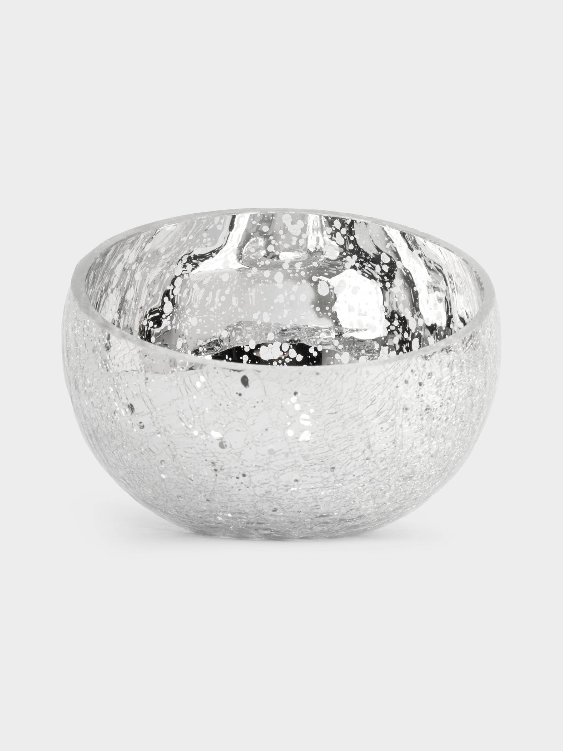Конфетница, 15х12 см, стекло, серебристая, Кракелюр, Craquelure, image-0