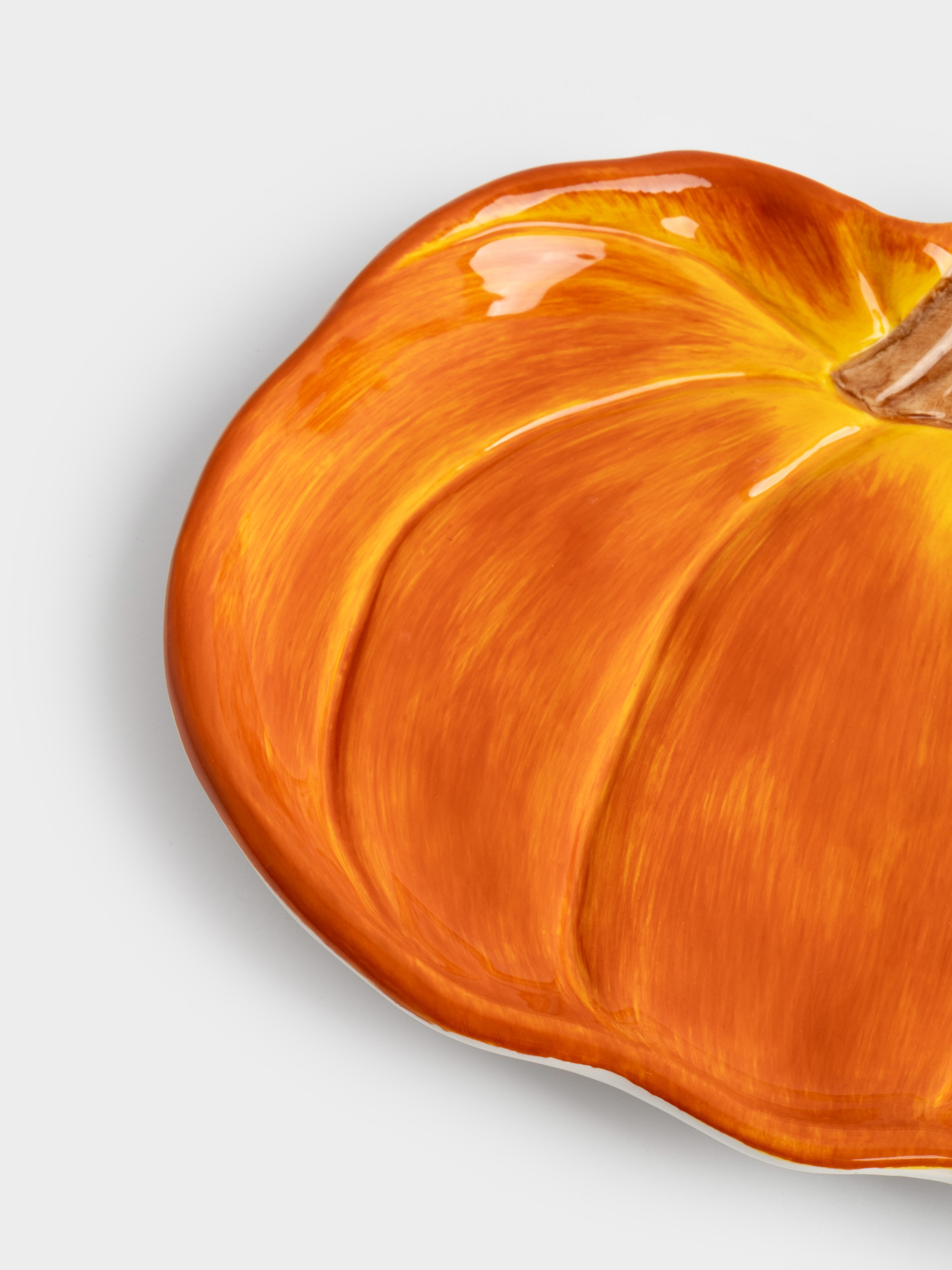 Блюдо, 22 см, керамика, оранжево-зеленое, Тыква, Bright pumpkin, image-4