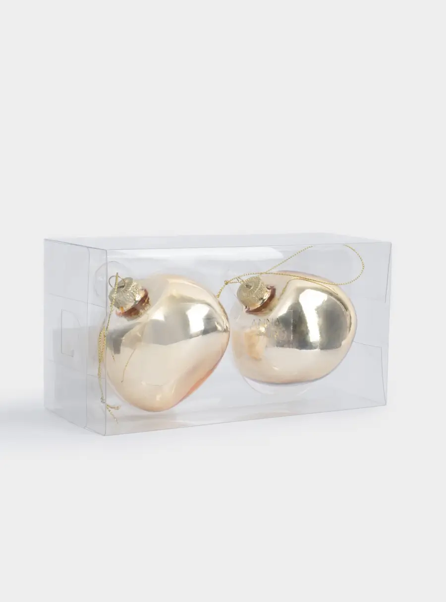 Игрушка елочная, 8 см, 2 шт, стекло, золотистая, Абстрактный шар, New year, image-3