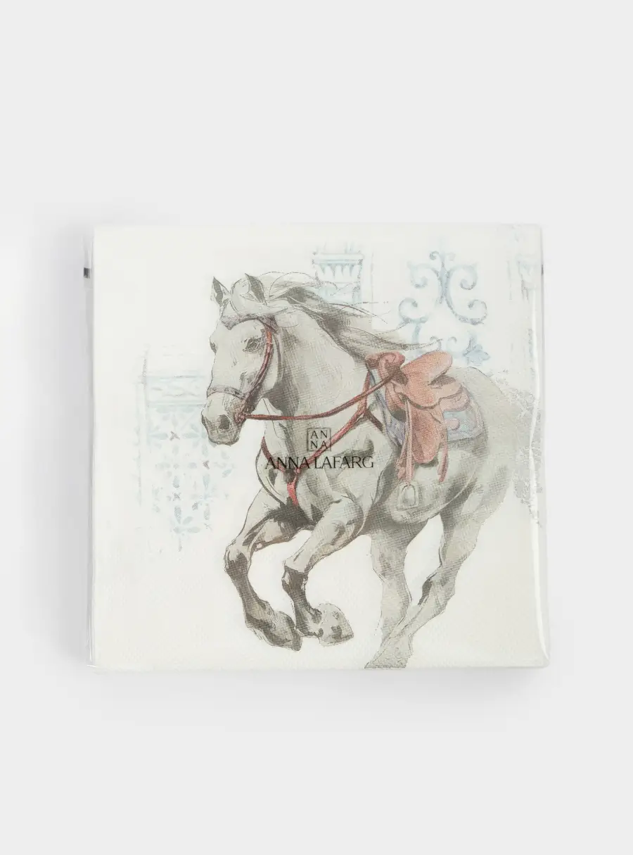 Салфетки бумажные, 33х33 см, 20 шт, квадратные, белые, Конь, White horse ,image-4