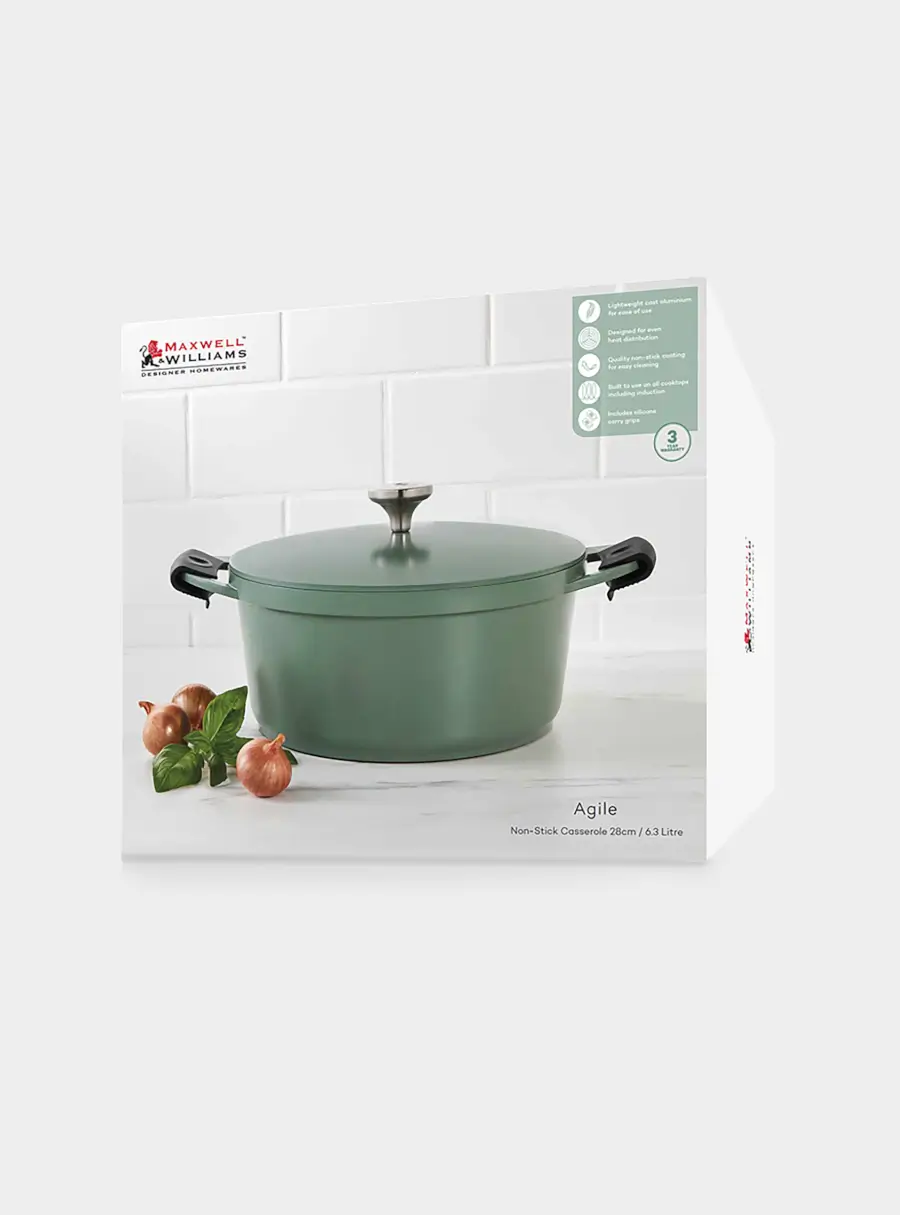 Кастрюля, 28 см, 6.3 л, с крышкой, с покрытием, алюминий, зелёная, Agile, image-3