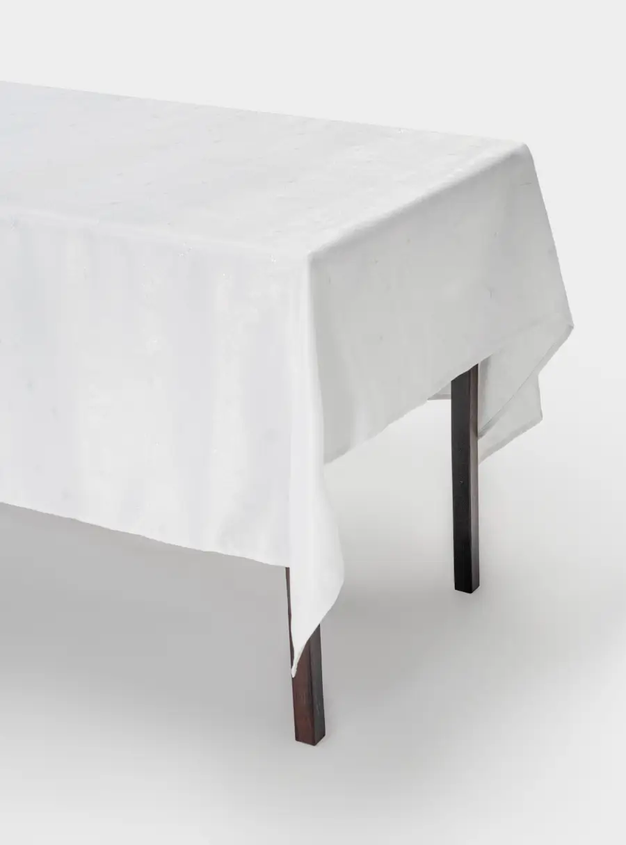 Скатерть, 160х160 см, жаккард, полиэстер, белая, Ели, White forest ,image-1