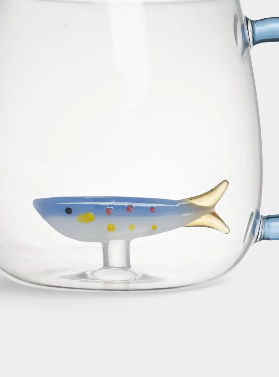 Кружка, 400 мл, стекло Б, голубая ручка, Рыбка, Sea world, image-4