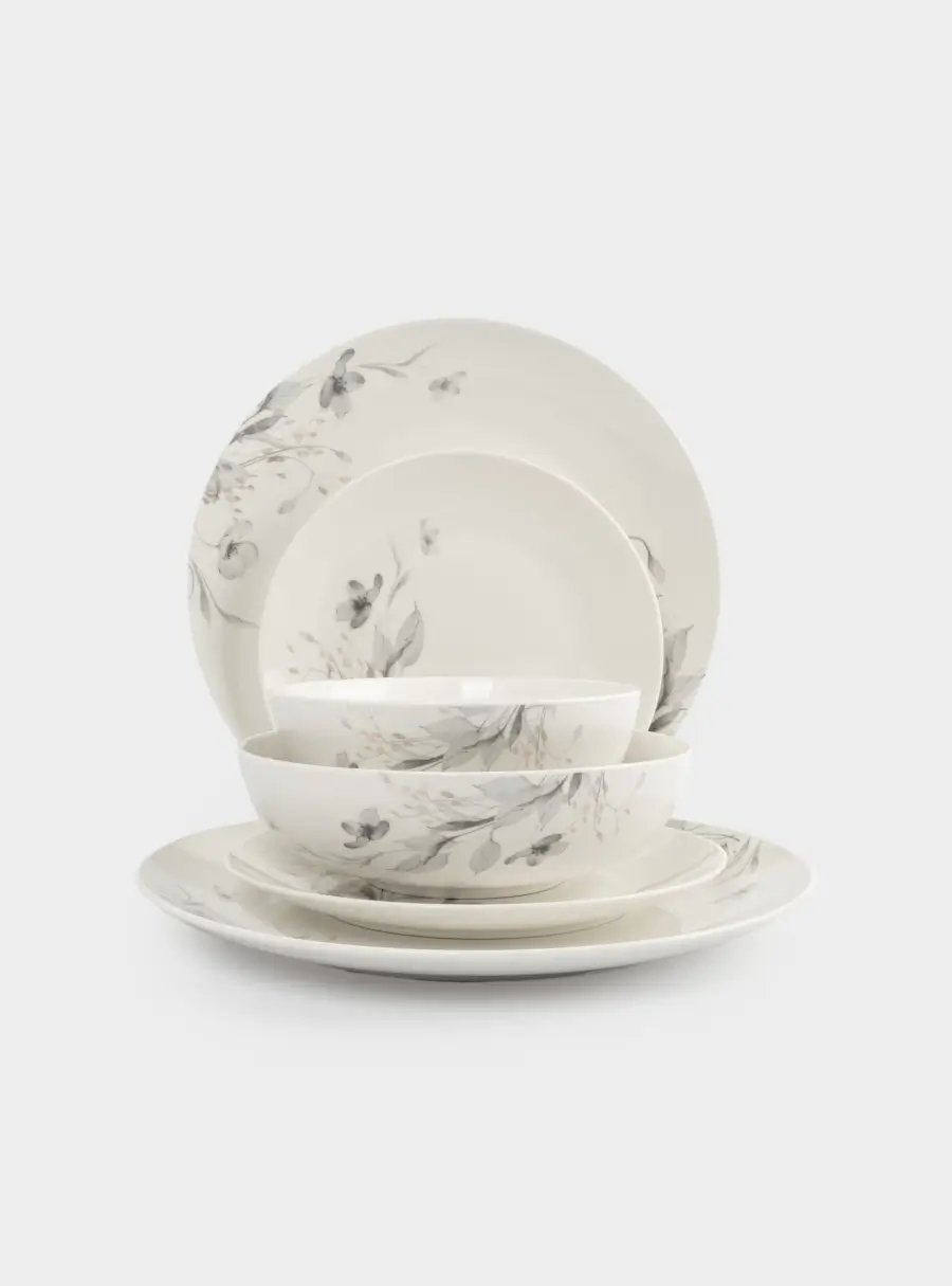 Сервиз обеденный, 6 перс, 19 пр, фарфор N, молочный, Полевые цветы, Flower melody