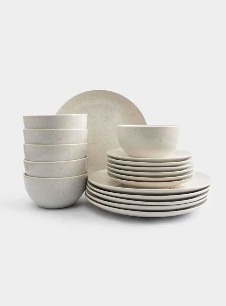 Сервиз обеденный, 6 перс, 18 пр, керамика, молочный, в крапинку, Viveiro ,image-0