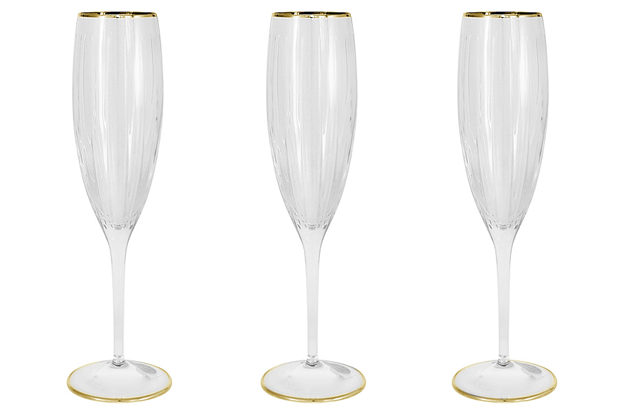 Набор бокалов для шампанского Пиза золото, 0,15 л, 6 шт