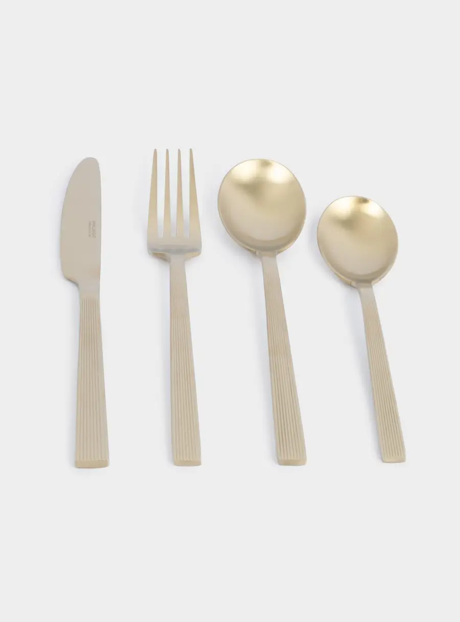 Столовые приборы, 6 персон, 24 предмета, сталь, золотистые, Beijing ,image-1