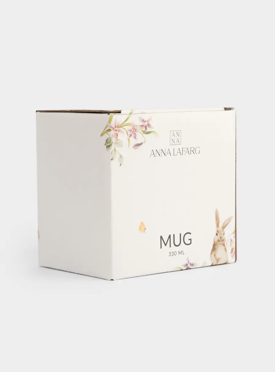 Кружка, 330 мл, керамика, белая, Кролик с цветами, Flower Rabbit, image-6