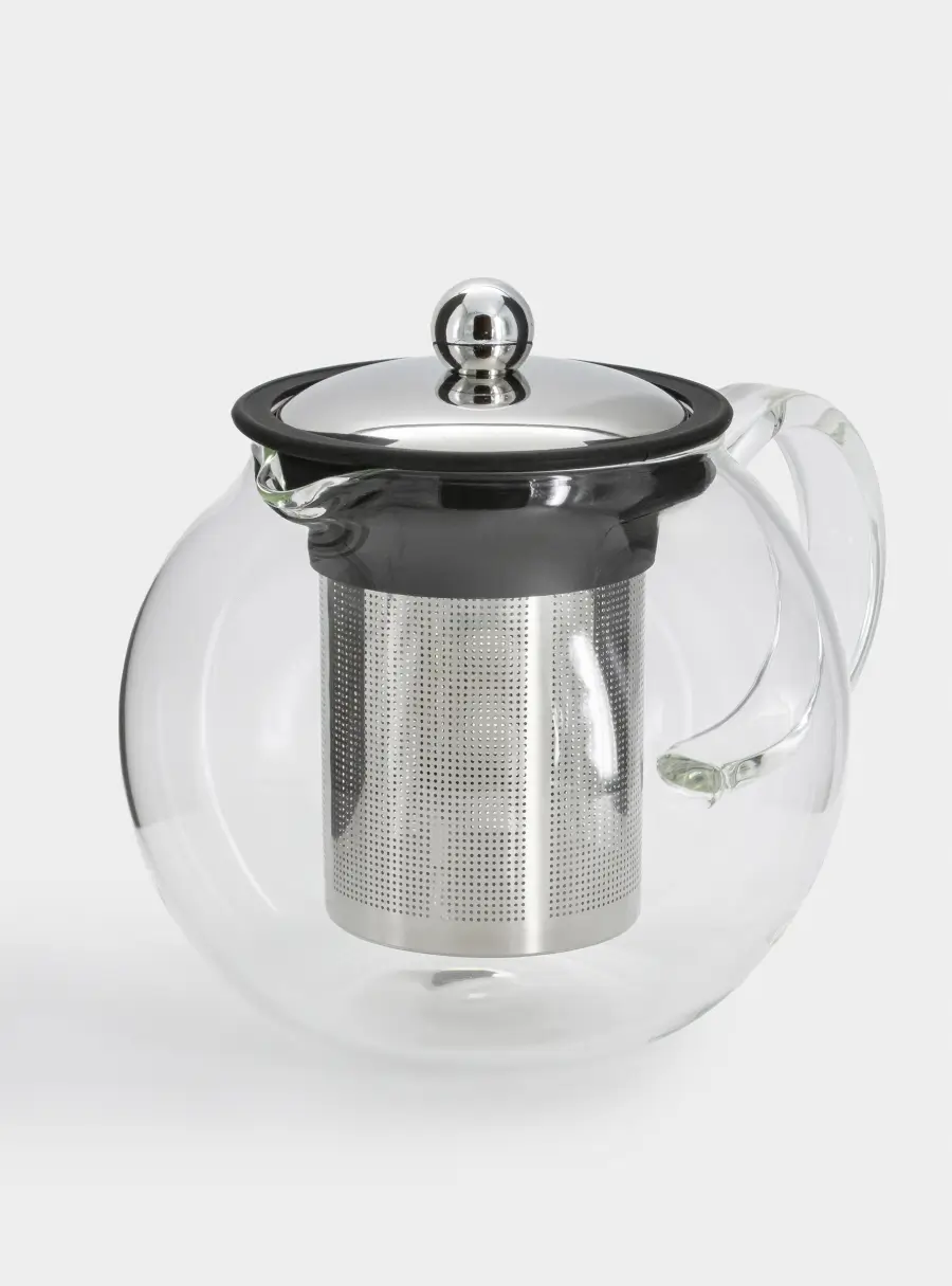 Чайник заварочный, 1,2 л, стекло Б/сталь/силикон, серебристо-черный, Base black ,image-1