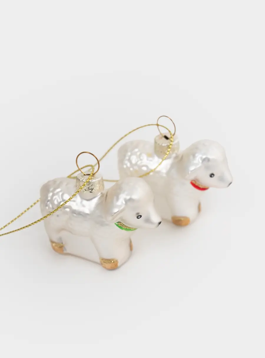 Игрушка елочная, 4 см, 2 шт, стекло, серебристая, Овечки, Sheep, image-7