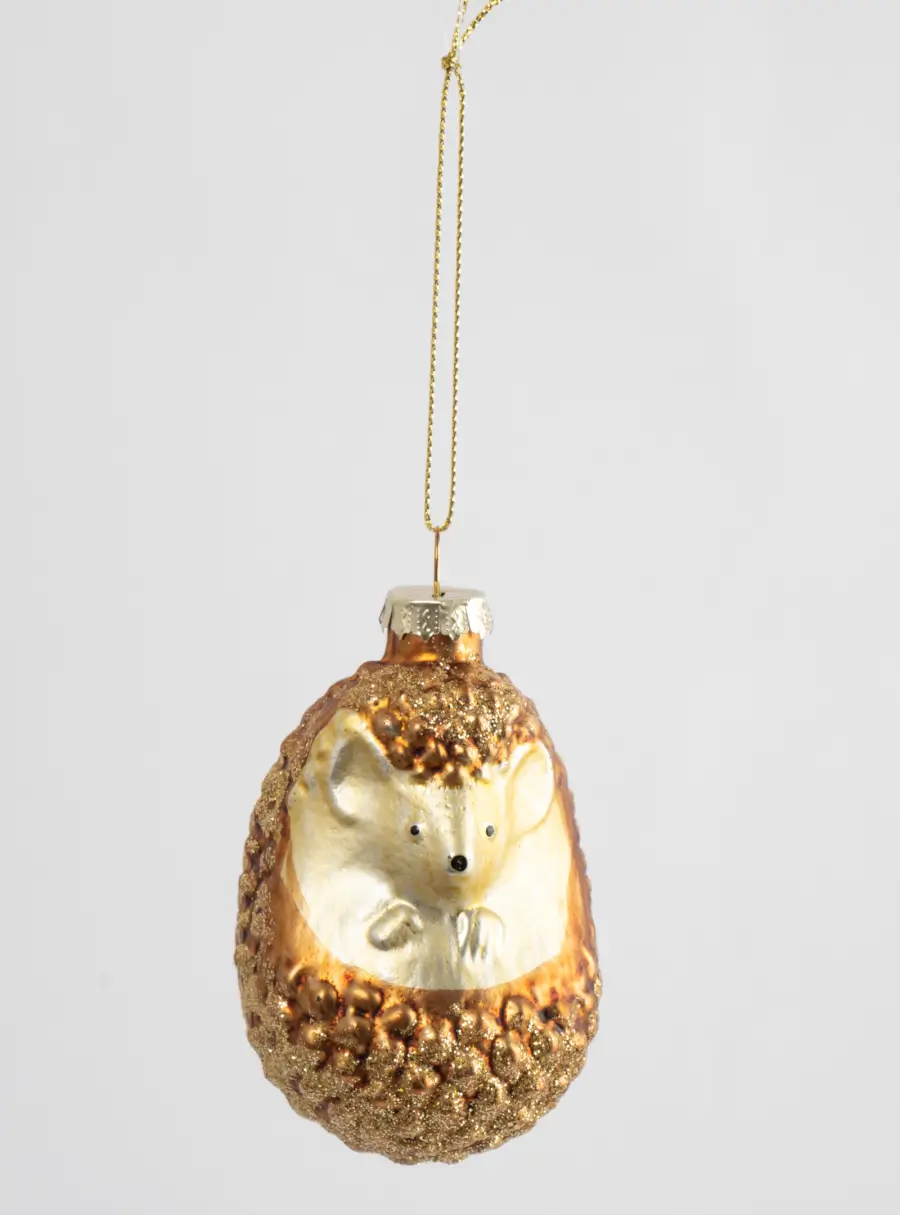 Игрушка елочная, 6x9 см, стекло, коричневый, Ежик, New year, image-2