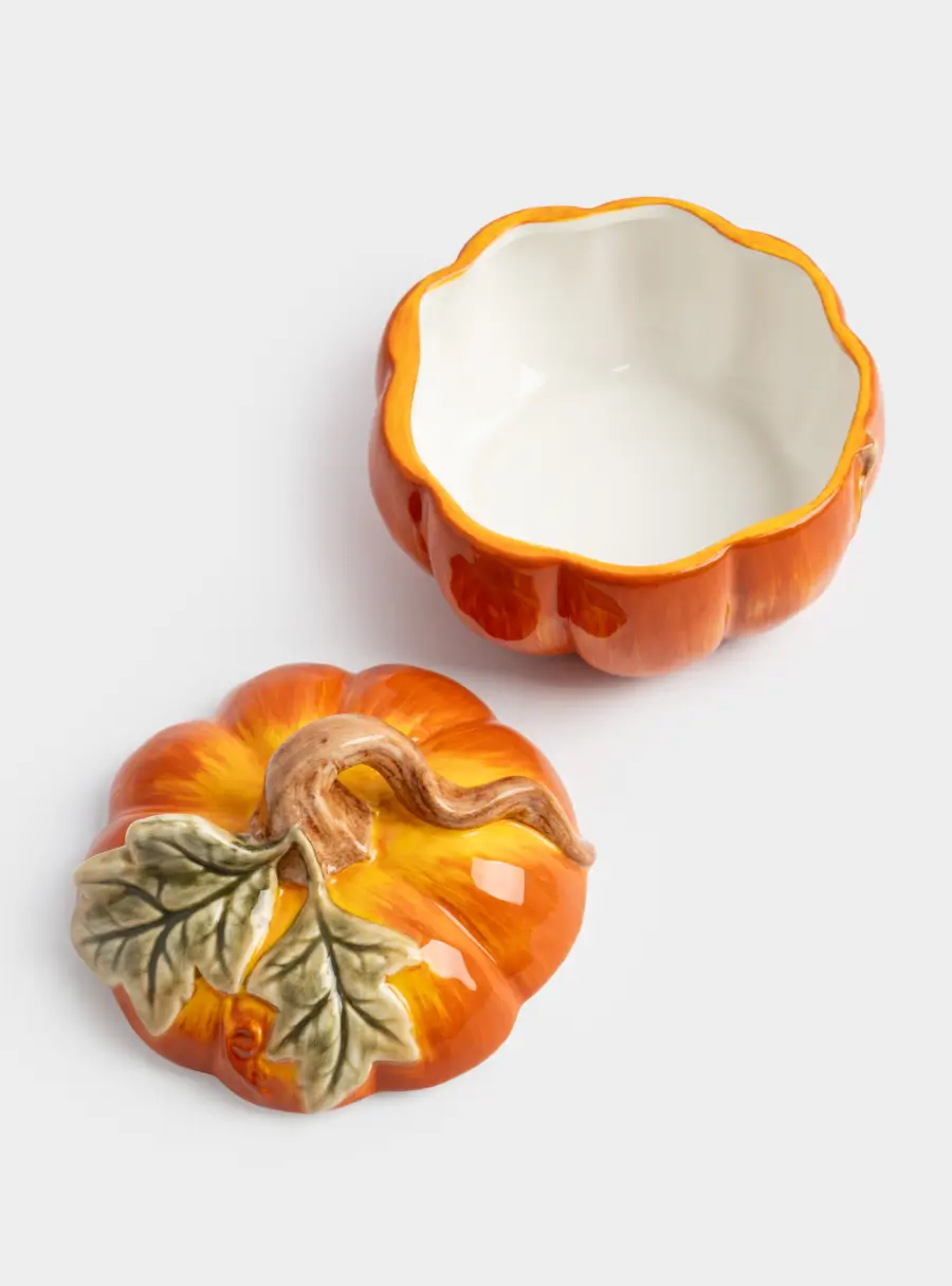 Емкость для хранения, 13х12 см, 520 мл, керамика, оранжево-зеленая, Тыква, Bright pumpkin, image-5