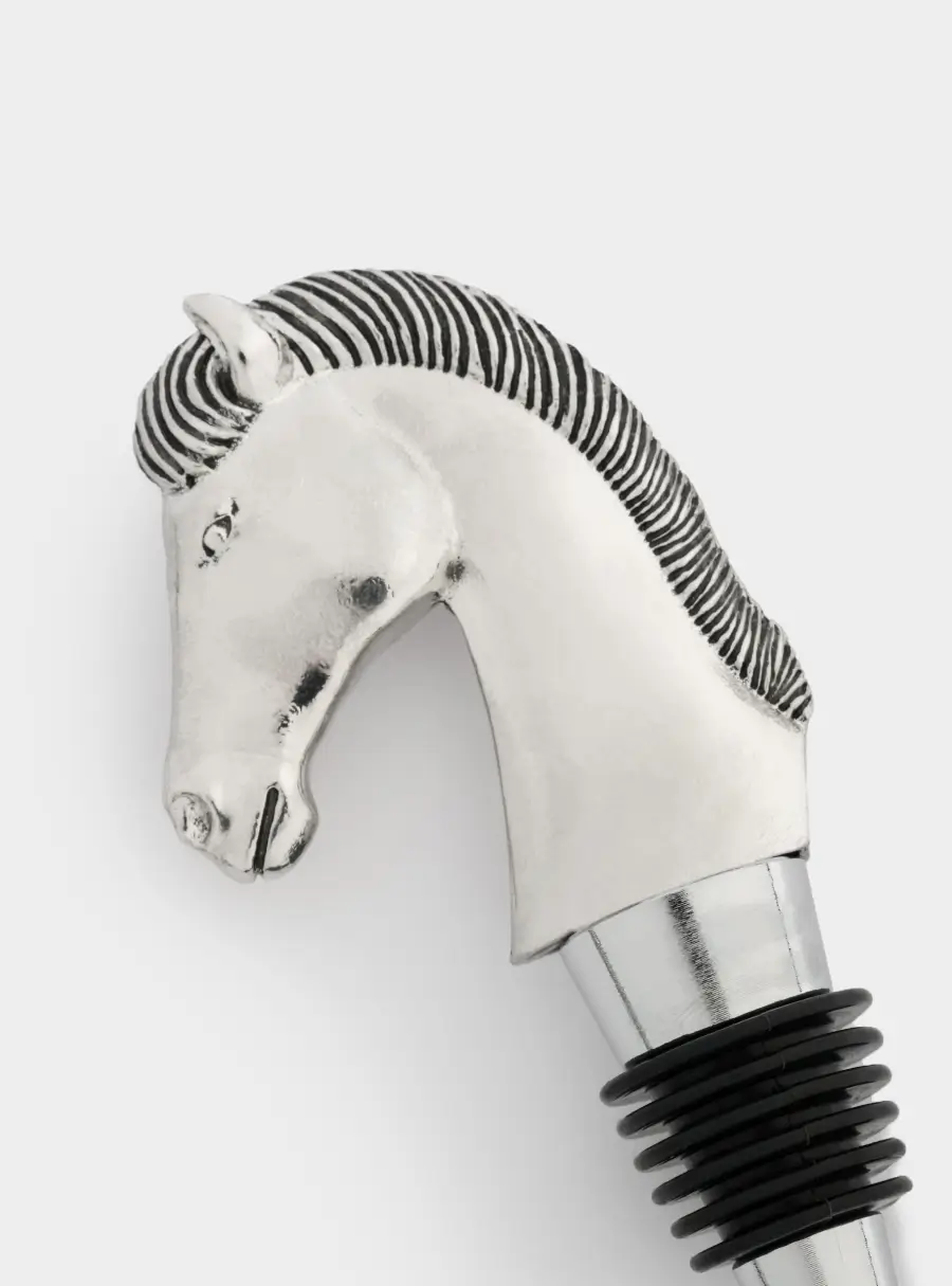 Пробка для винной бутылки, 12 см, металл, серебристая, Лошадь, Horse ,image-2