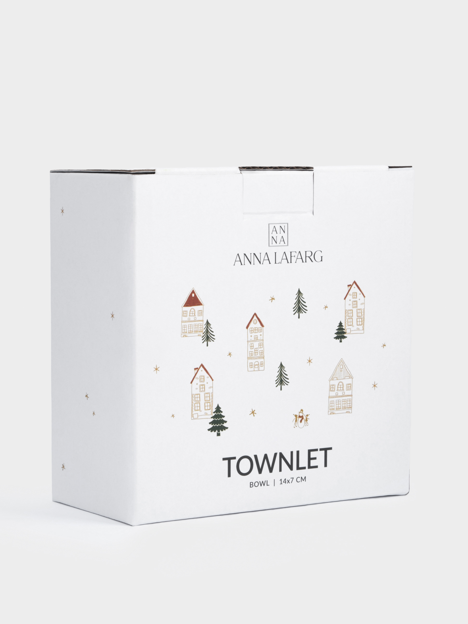 Пиала, 14x7 см, фарфор N, бело-золотистая, Домики и ели, Townlet, image-7