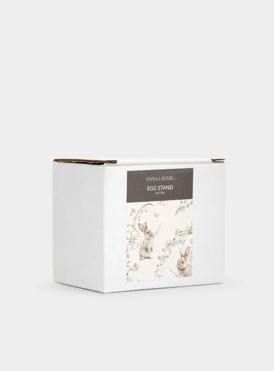 Подставка для яйца, 7 см, керамика, молочно-золотистая, Кролик с цветком, White Rabbit, image-7