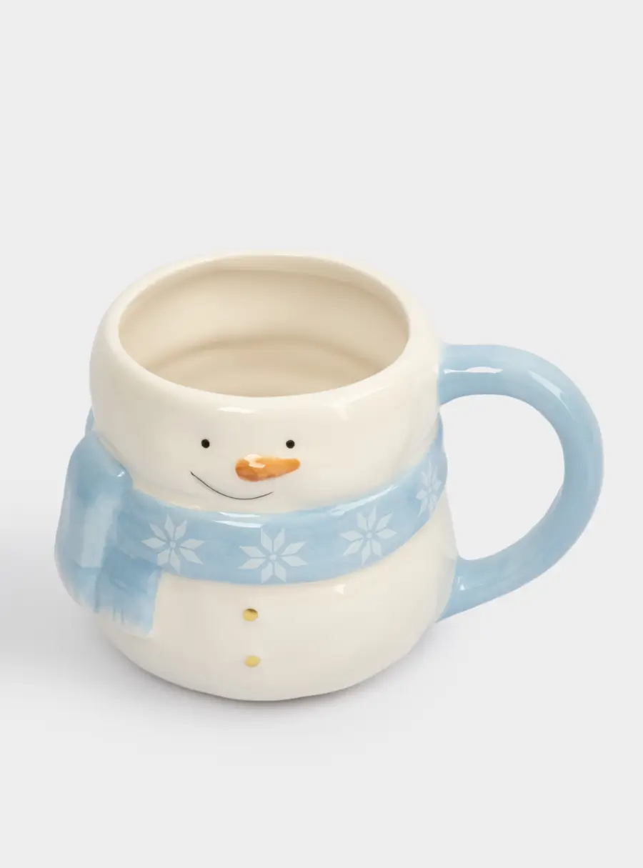Кружка, 450 мл, керамика, бело-голубая, Снеговик в шарфе, Snowman ,image-1