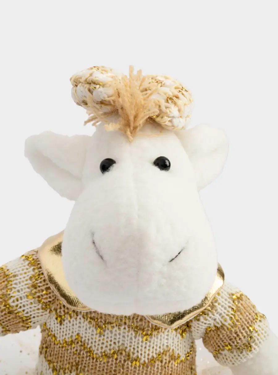 Игрушка, 23 см, мягкая, полиэстер, бело-золотистая, Лошадь в платье, New year, image-4