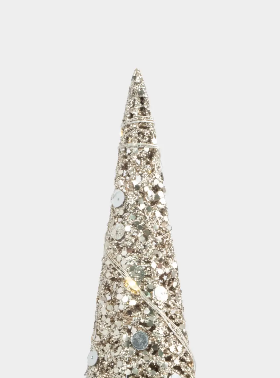 Ель-конус, 40 см, с подсветкой, полиэстер/металл, шампань, Celebration, image-1