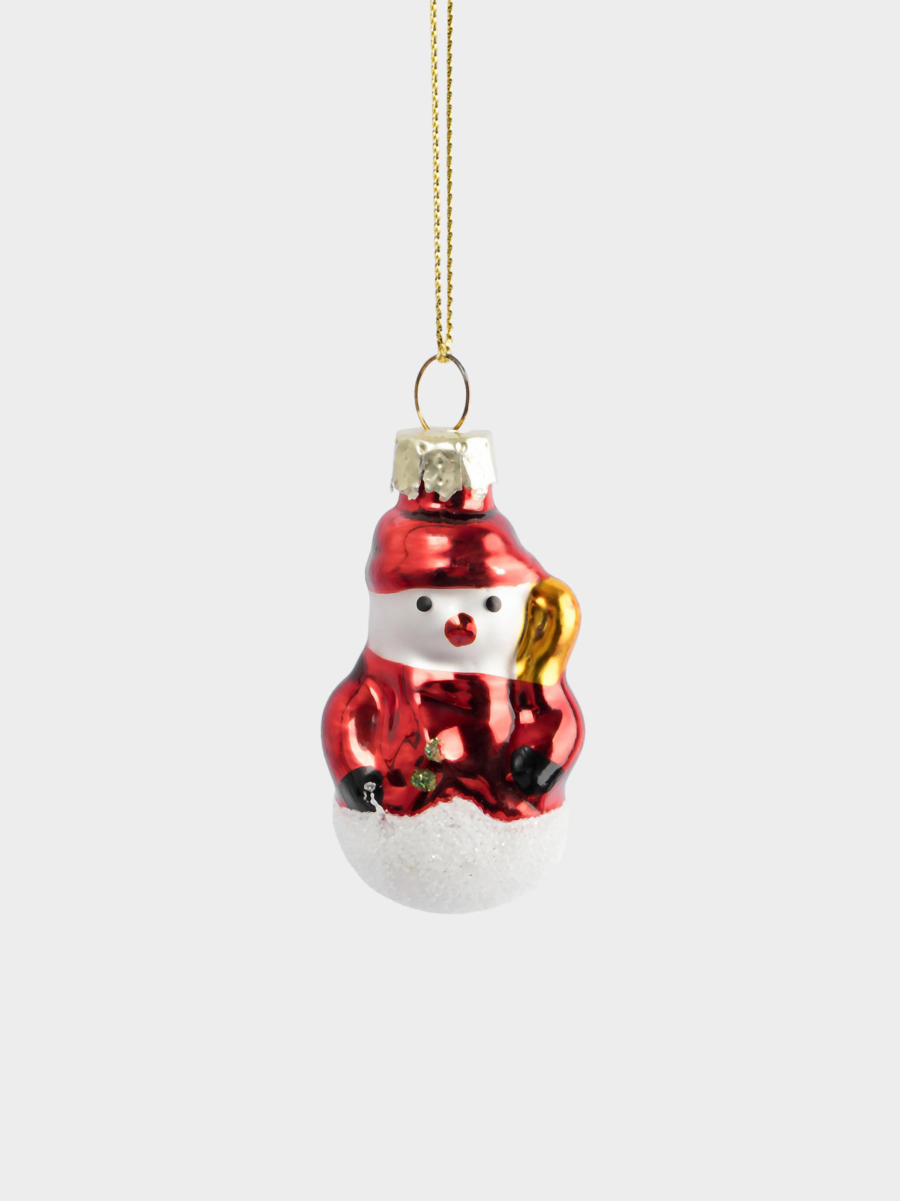 Игрушка елочная, 4 см, стекло, красная, Снеговик, New year, image-0