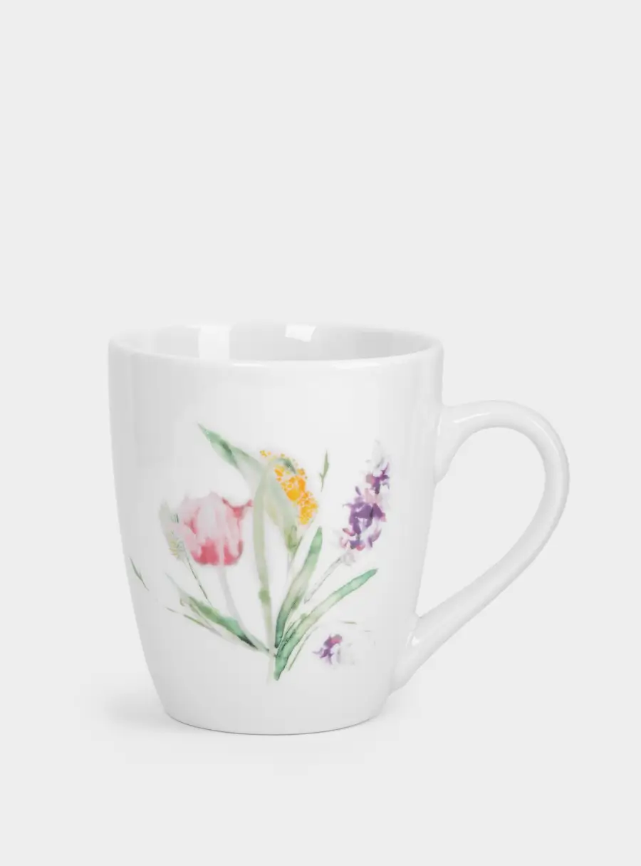 Кружка, 350 мл, 2 шт, фарфор P, белый, Акварельные цветы, Bouquet ,image-3