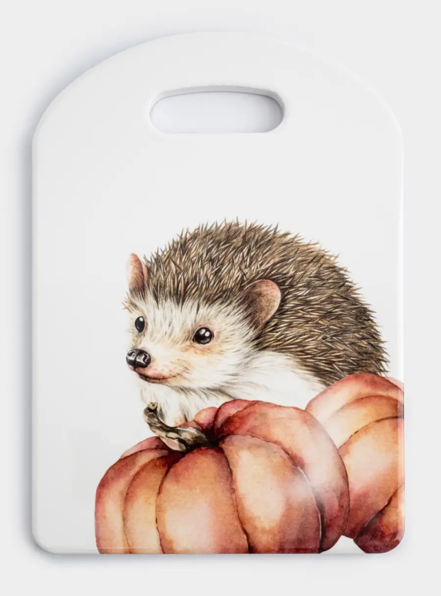 Подставка под горячее, 24х17 см, керамика/пробка, белая, Еж Autumn forest ,image-0